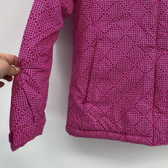Columbia Pink Puffer Winter Coat Reflectors Hooded Girls Large 14/16 - Picture 2 of 8